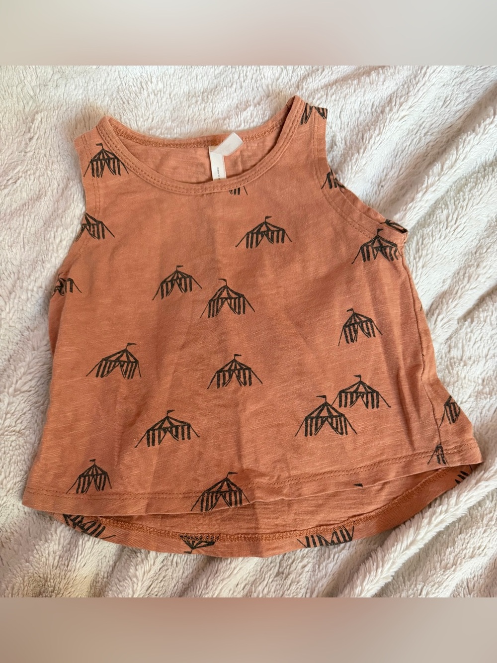 Rylee + Cru Rust Tank Top with Black Tent Print